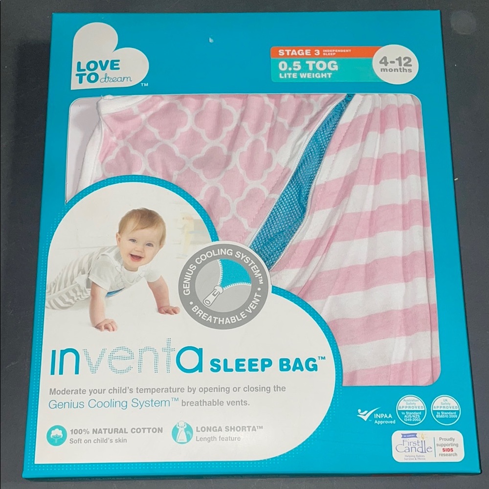 Love to Dream Inventa Sleep Bag - Pink and White